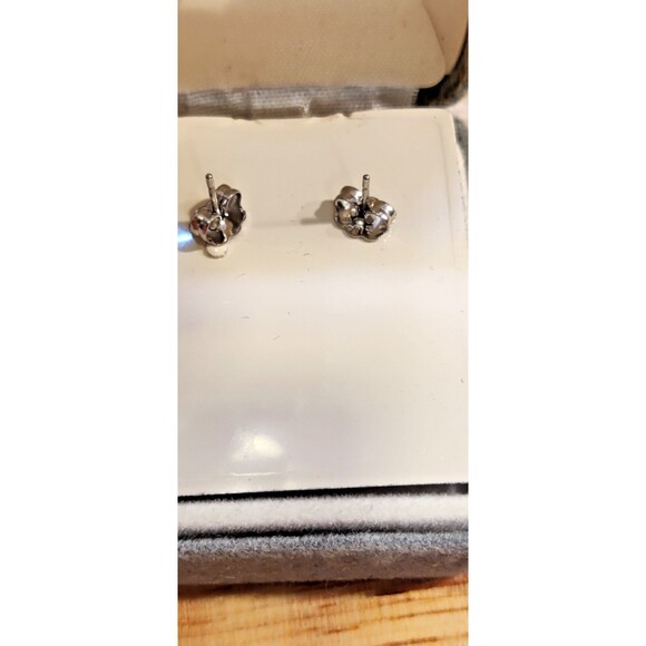 Vtg Sterling Round Opal Stud Earrings Minimalist Simple Gift NOT TESTED As IS - Picture 3 of 5